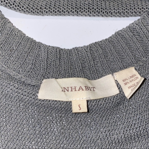 Inhabit Grey Open Draped Back Linen Sweater - Picture 7 of 16